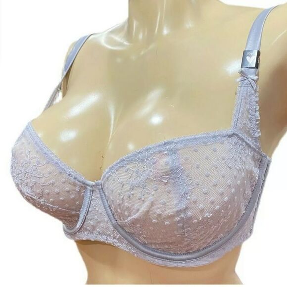 - Victoria’s Secret Dream Angels Polka-dot Mesh Unlined Balconett bra gray - Picture 2 of 4